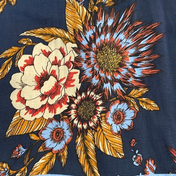 Cream | Floral | Print | Navy |Scoop Neck |3/4 Sleeve |Blouse |Size 42 EUR/10-12 - Picture 14 of 15